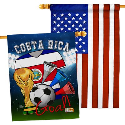 FIFA World Cup Costa Rican Flags American Flag Banner Pack Patio Porch Lawn Garden Room Decorations Outdoor Tapestry Yard Signs Art Team Qatar Trophy Soccer Game Football Gifts Made in USA