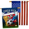FIFA World Cup Costa Rican Flags American Flag Banner Pack Patio Porch Lawn Garden Room Decorations Outdoor Tapestry Yard Signs Art Team Qatar Trophy Soccer Game Football Gifts Made in USA view 1