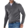 Cambkatl Mens Quarter Zip Pullover Sweaters Classic Slim Fit Long Sleeve Stand Collar Casual Knitwear Fashion Jumper Tops view 1