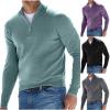 Cambkatl Mens Quarter Zip Pullover Sweaters Classic Slim Fit Long Sleeve Stand Collar Casual Knitwear Fashion Jumper Tops view 2