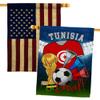 FIFA World Cup Tunisian Flags American Flag Banner Pack Patio Lawn Garden Patriotic Outdoor Decorations Indoor Tapestry Yard Signs Team Qatar Trophy Soccer Game Football Gifts Made In USA view 1