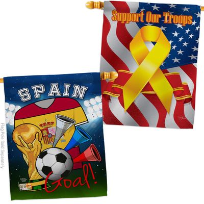 FIFA World Cup Spanish Flags Support Our Troops Banner Pack Wall Art Flag Room Decorations Indoor Outdoor Tapestry Yard Signs Team Qatar Trophy Soccer Game Football Gifts Made In USA