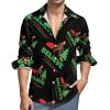 Christmas Bigfoot Sasquatch Men's Shirt Long Sleeve Casual Button Down T-Shirt Blouse Tee Top 5XL view 1