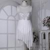 YiZYiF Women's Adult Sequins Lyrical Dance Costume Asymmetric High-Low Contemporary Dancing Dress White A Large view 3