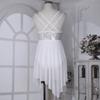 YiZYiF Women's Adult Sequins Lyrical Dance Costume Asymmetric High-Low Contemporary Dancing Dress White A Large view 4