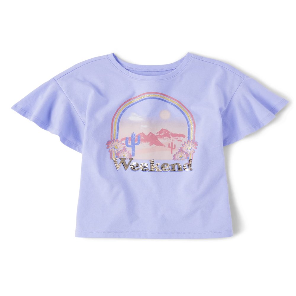 The Children's Place,Graphic Flutter Tee,Peri Tint,Large (10/12)
