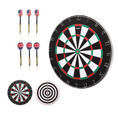 GSE Games & Sports Expert 18"x1" 2-in-1 Flocking Dartboard Game Set with Six 17G Steel Tip Darts. Bullseye and Dart Board Games Set