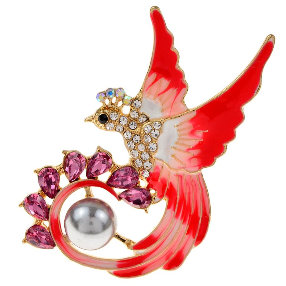 Brooches for Men, Vintage Pins, Flying Eagle Brooches Pin, Elegant Brooch Jewelry for Birthday, Party, Anniversary, Wedding, Red