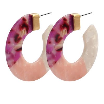 2Pcs Womens Creative Acrylic Hoop Earrings, C-Shaped Womens Earrings, Hoop Earrings for Women, Exquisite Jewelry Accessories for Daily Wearing Birthday Party Purple
