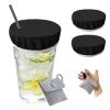 Drink Covers, Reusable Drink Cover, Cup Cover with Straw Hole(Black) view 1