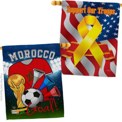 Ornament Collection FIFA World Cup Moroccan Support Our Troops Banner Pack Wall Art Flag Room Decorations Indoor Outdoor Tapestry Yard Signs Team Qatar Trophy Soccer Game Football Gifts, Made in USA