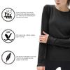 isnowood Swim Shirts for Women, UPF 50+ UV Sun Protection Long Sleeve Shirt, Lightweight Quick Dry Workout Hiking Running Rash Guard Top Black view 4