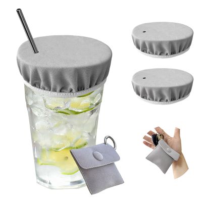 Drink Covers, Reusable Drink Cover, Cup Cover with Straw Hole(Grey)