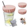 Drink Covers, Reusable Drink Cover, Cup Cover with Straw Hole(Pink) view 1