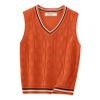 Miaeowve Kids Boys Girls Unisex Sleeveless Sweater Vest Pullover Knitted Jumper Student School Uniform Orange 5-6 Years view 1