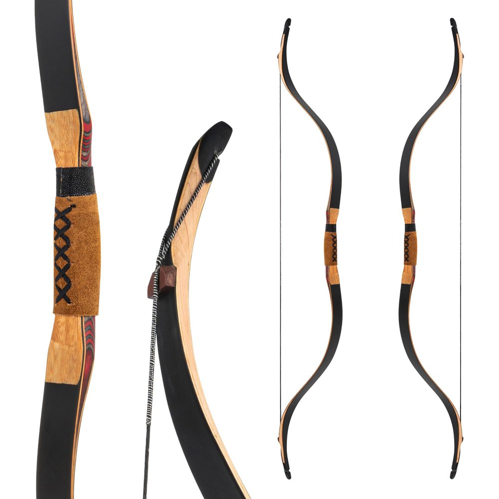 Deerseeker Archery 52" Recurve Bows Traditional Longbow Handmade Tatar Horsebow Set Ambidextrous Bow for Adults & Youth Practice Target Shooting (horsebow pro, 30lbs)