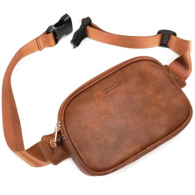 APHISON Fanny Packs for Women Belt Bag Crossbody Bags for Women Mini Everywhere Fashion Waist Bag Vegan Leather Purse with Adjustable Strap Brown