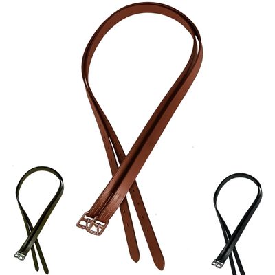 Majestic Ally Genuine Leather English Stirrup Leathers, Ideal for Schooling and Daily use (Pack of 2) (Chestnut, 48 Inch)