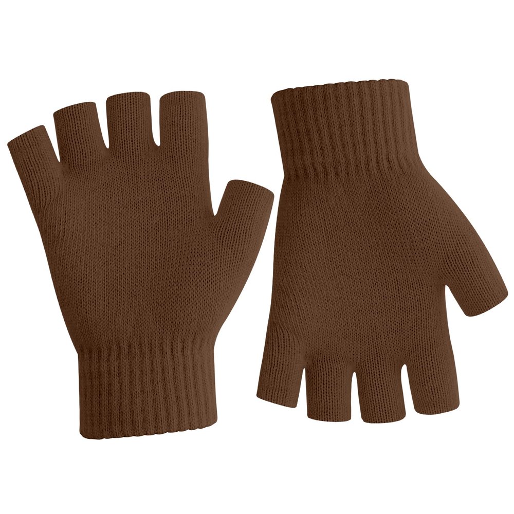 NZKNP Winter Warm Knitted Gloves - Half Finger Gloves for Women & Men, Cold Weather Fingerless Mittens (Brown)