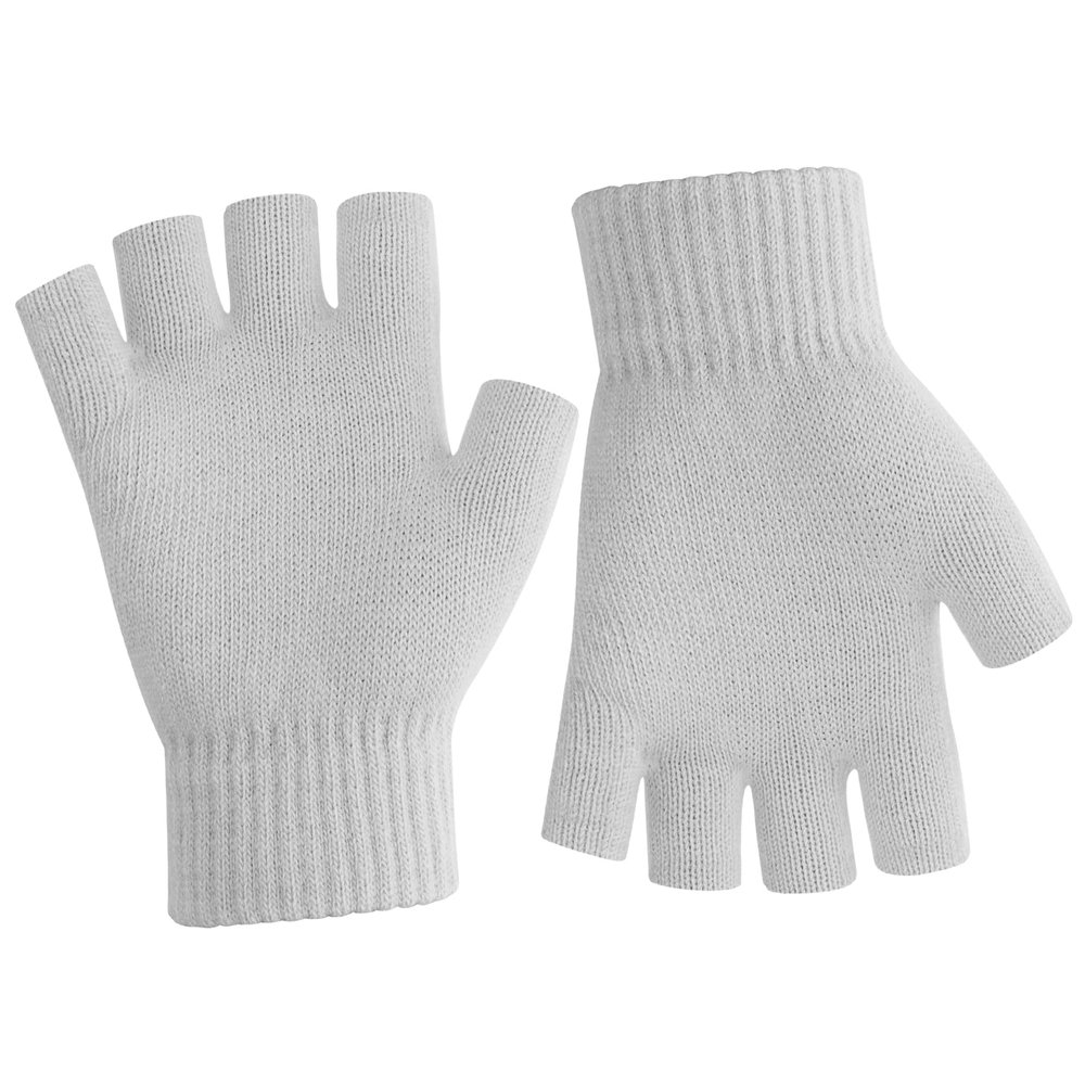 Knitted Fingerless Gloves for Women & Men - Warm Winter Gloves with Finger Holes for Cold Weather - Light Grey