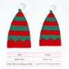 Santa Hat Christmas Striped Warm Knit Cap for Adult Kids Pom Beanie Hat Mother Unisex Baby Crochet Hat Holiday Party Supplies (Red edge, Adult) view 3