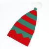 Santa Hat Christmas Striped Warm Knit Cap for Adult Kids Pom Beanie Hat Mother Unisex Baby Crochet Hat Holiday Party Supplies (Red edge, Kid) view 4