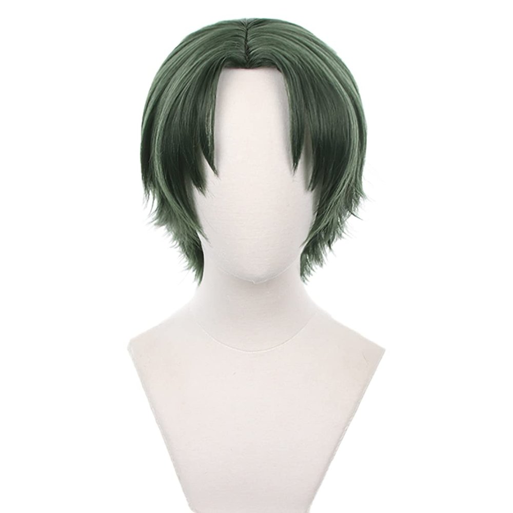 XiongXiongLe Halloween Anime Role Cosplay Men Costume Dark Green Short High Temperature Wire Hair Replacement Wigs for Adult Cos Party Festival Halloween Christmas