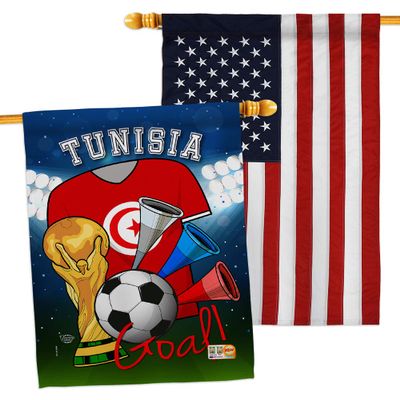 Ornament Collection FIFA World Cup Tunisian American Flag Banner Pack Wall Art Patio Porch Lawn Garden Outdoor Decorations Tapestry Yard Signs Team Qatar Trophy Soccer Game Football Gifts, Made In USA