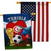 Ornament Collection FIFA World Cup Tunisian American Flag Banner Pack Wall Art Patio Porch Lawn Garden Outdoor Decorations Tapestry Yard Signs Team Qatar Trophy Soccer Game Football Gifts, Made In USA view 1