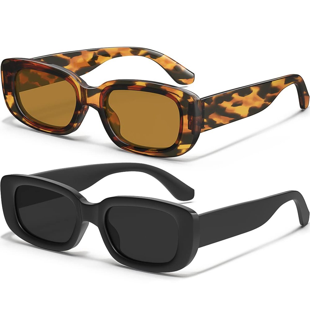 AWGSEE Retro Rectangle Kids Sunglasses 90s Vintage Fashion Narrow Square Frame Glasses Shades for Girls Boys UV Protection