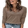 Arach&Cloz Women's Fall Tops 2025 Fashion Trendy V Neck Long Sleeve Shirts Dressy Blouses Knitted Casual Pullover Sweater Ladies Clothes Teacher Outfits Nutmeg M view 1