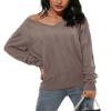 Arach&Cloz Women's Fall Tops 2025 Fashion Trendy V Neck Long Sleeve Shirts Dressy Blouses Knitted Casual Pullover Sweater Ladies Clothes Teacher Outfits Nutmeg M view 2