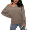 Arach&Cloz Women's Fall Tops 2025 Fashion Trendy V Neck Long Sleeve Shirts Dressy Blouses Knitted Casual Pullover Sweater Ladies Clothes Teacher Outfits Nutmeg M view 4