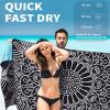 2 Pack Lightweight Thin Beach Towel Oversized 71"x32" Big Extra Large Microfiber Sand Free Towels for Adult Quick Dry Travel Camping Beach Accessories Vacation Essential Gift Black Mandala Elephant view 3