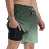 zeetoo Mens Swim Trunks with Compression Liner 5.5" Inseam Shorts Bathing Suit Quick Dry Swimsuit Gradient-Olive L view 3