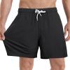 zeetoo Mens Swim Trunks with Compression Liner 5.5" Inseam Shorts Bathing Suit Quick Dry Swimsuit Black M view 4