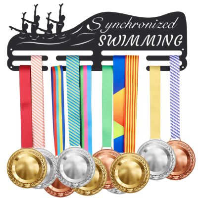 SUPERDANT Synchronized Swimming Medal Holder Swimming Iron Medals Display Iron Medal Hook Accommodate for 60+ Medals Black Iron Wall Mounted Hooks for Competition Medal Holder Display Wall Hanging