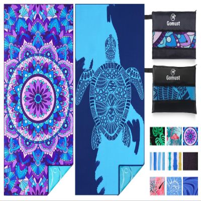 2 Pack Lightweight Thin Beach Towel Oversized 71"x32" Big Extra Large Microfiber Sand Free Towels for Adult Quick Dry Travel Camping Beach Accessories Vacation Essential Gift Blue Sea Turtle Mandala