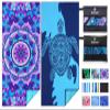 2 Pack Lightweight Thin Beach Towel Oversized 71"x32" Big Extra Large Microfiber Sand Free Towels for Adult Quick Dry Travel Camping Beach Accessories Vacation Essential Gift Blue Sea Turtle Mandala view 1