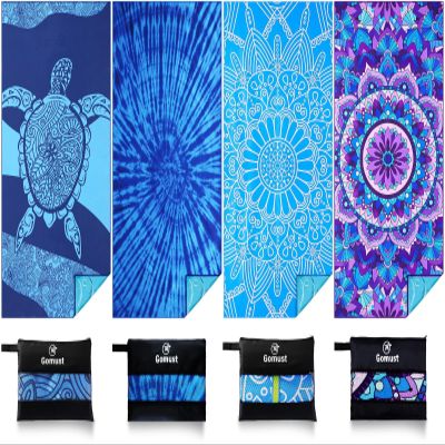 4 Pack Lightweight Thin Beach Towel Oversized 71"x32" Big Extra Large Microfiber Sand Free Towels for Adult Quick Dry Travel Camping Beach Accessories Vacation Gift Blue Turtles Tie Dye Mandala
