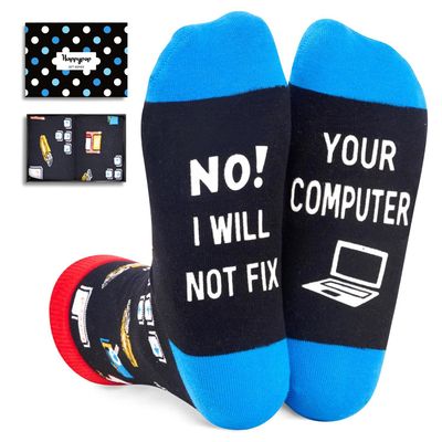 HAPPYPOP Geek Gifts for Men - Programming Computer Socks, Geeky Gifts for Programmers and Computer Geeks