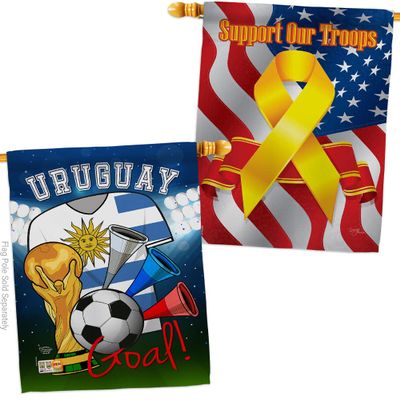 FIFA World Cup Uruguayan Flags Support Our Troops Banner Pack Wall Art Flag Room Decorations Indoor Outdoor Tapestry Yard Signs Team Qatar Trophy Soccer Game Football Gifts Made In USA