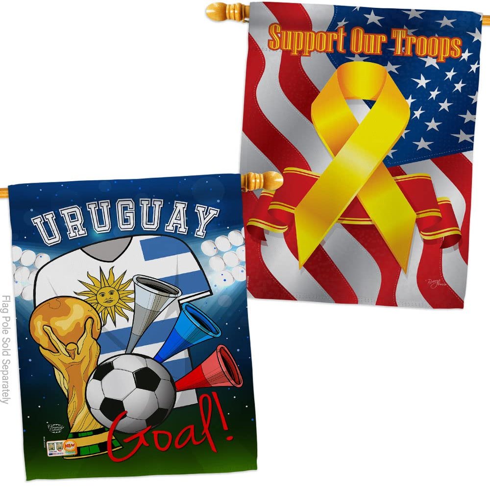 FIFA World Cup Uruguayan Flags Support Our Troops Banner Pack Wall Art Flag Room Decorations Indoor Outdoor Tapestry Yard Signs Team Qatar Trophy Soccer Game Football Gifts Made In USA