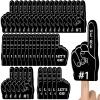 Sinmoe 48 Pieces Sport Party Favors Fan Foam Finger Mini #1 Basketball Baseball Football Soccer Team Cheerleader Gifts for Sporting Events Games Birthday Supplies(Black) view 1