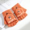 Toddler Clamshell Gloves Girls Half Finger Cute Winter Thickened Warm Baby Cartoon Dark Gloves (B, One Size) view 3