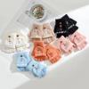Toddler Clamshell Gloves Girls Half Finger Cute Winter Thickened Warm Baby Cartoon Dark Gloves (B, One Size) view 4