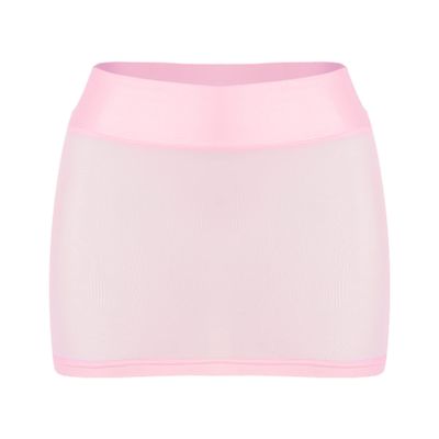 Linjinx Women's Oil Shiny Mini Skirt Gloosy Tight Low Waist Package Hip See Through Micro Skirt Type A Pink One Size
