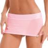 Linjinx Women's Oil Shiny Mini Skirt Gloosy Tight Low Waist Package Hip See Through Micro Skirt Type A Pink One Size view 3