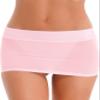Linjinx Women's Oil Shiny Mini Skirt Gloosy Tight Low Waist Package Hip See Through Micro Skirt Type A Pink One Size view 4