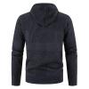 JEsilunmaMY Men's Hoodie Knitted Cardigan Sweater Zipper Long Sleeve Drawstring Hooded Sweaters Slim Fit Fleece Lined Outwear (Dark Blue,Large) view 3